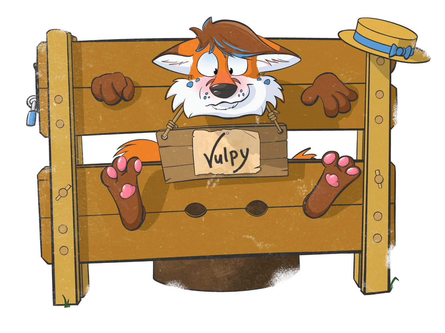 Sticker of ashamed Vulpy in stocks