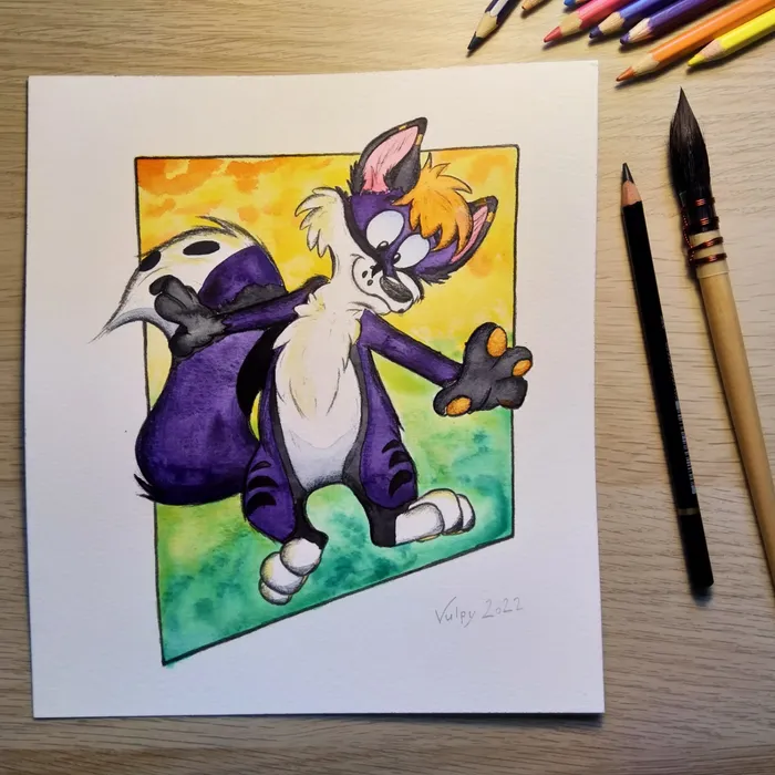 Aquarelle illustration of Lorfy fox